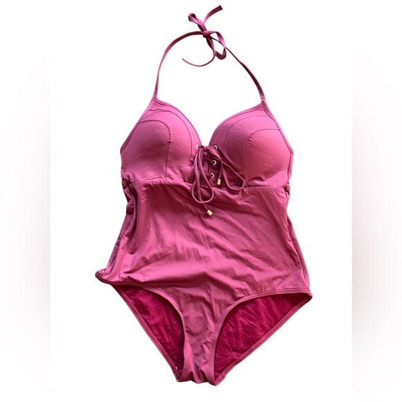 Niptuck Swim Tie Front Halter One Piece Swimsuit size 8 lace up NWT - Picture 2 of 6